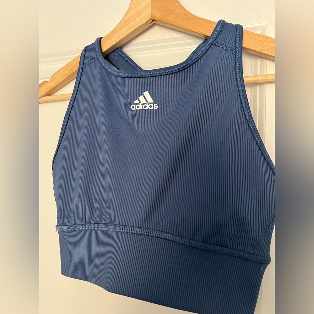 Adidas Blue Crop Top Sports Bra